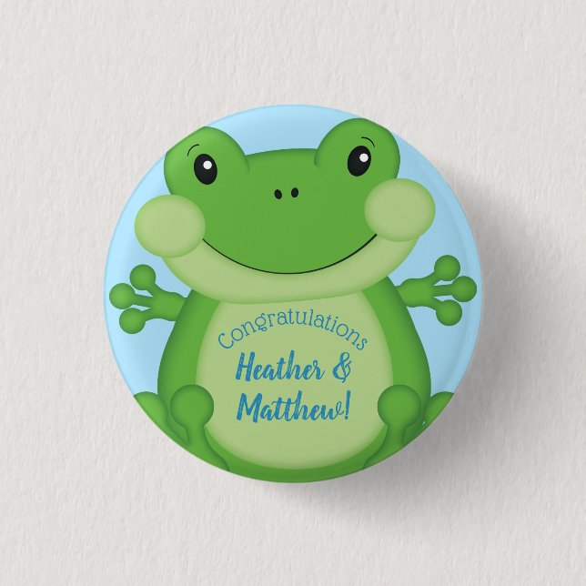 Frog Baby Shower Blue 3 Cm Round Badge (Front)