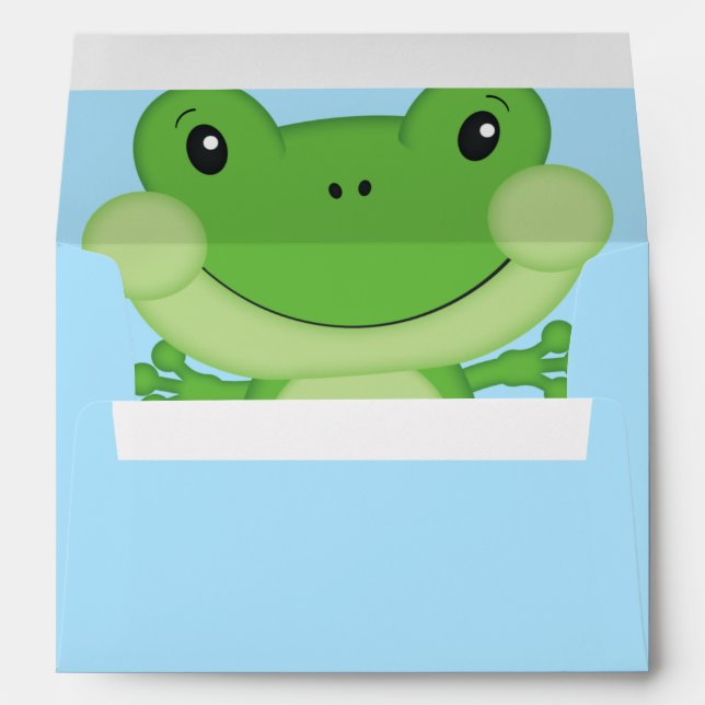 Frog Baby Shower Blue Envelope (Back (Bottom))