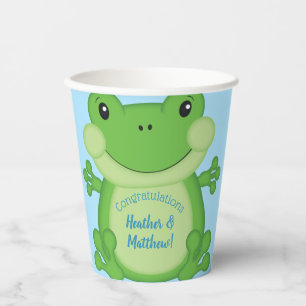 Frog Baby Shower Blue Paper Cups