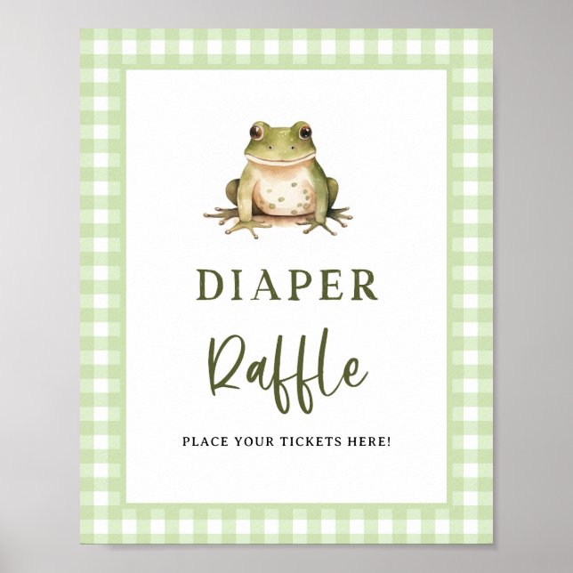Frog Baby Shower Diaper Raffle Ticket Sign (Front)