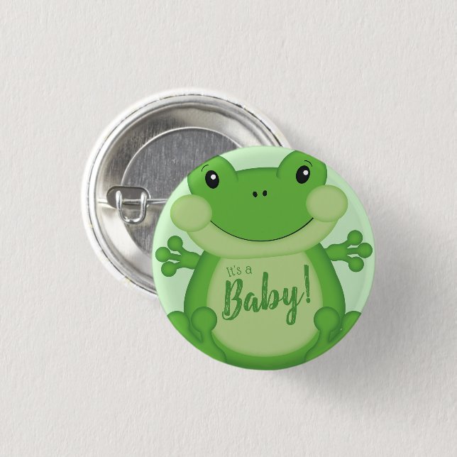Frog Baby Shower Green 3 Cm Round Badge (Front & Back)