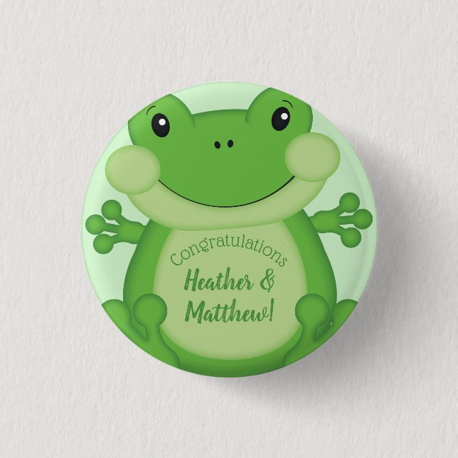 Frog Baby Shower Green 3 Cm Round Badge (Front)