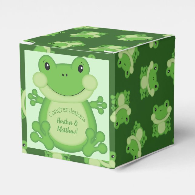 Frog Baby Shower Green Favour Box (Front Side)