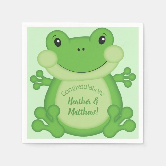 Frog Baby Shower Green Napkin (Front)