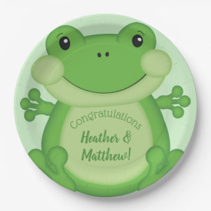 Frog Baby Shower Green Paper Plate