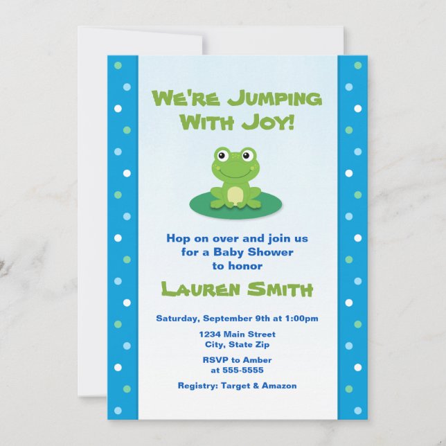 Frog Baby Shower Invitation, Gender Neutral Invitation (Front)