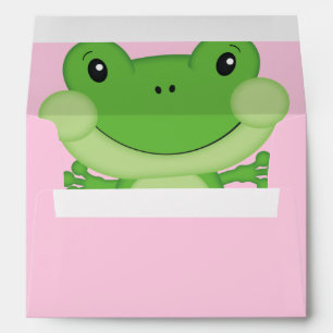 Frog Baby Shower Pink Girl Envelope