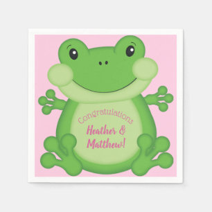 Frog Baby Shower Pink Girl Napkin