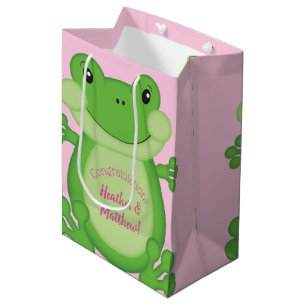 Frog Baby Shower Pink Medium Gift Bag