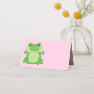 Frog Baby Shower Pink Place Card