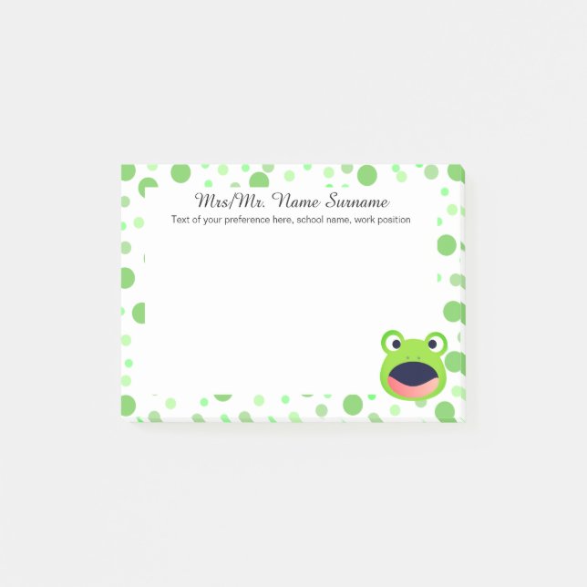 Frog Back to School Teacher Post-it Notes (Front)
