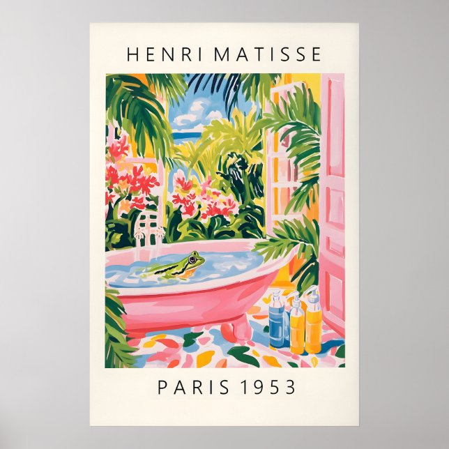 Frog bathroom print, Matisse wall art, Dopamine Poster (Front)