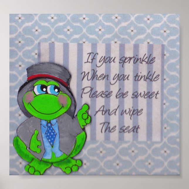 Frog Bathroom Rules Wall Decor Frog Theme (Front)