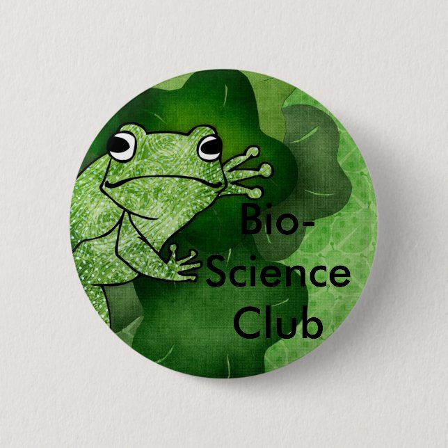 frog, Bio-Science Club 6 Cm Round Badge (Front)