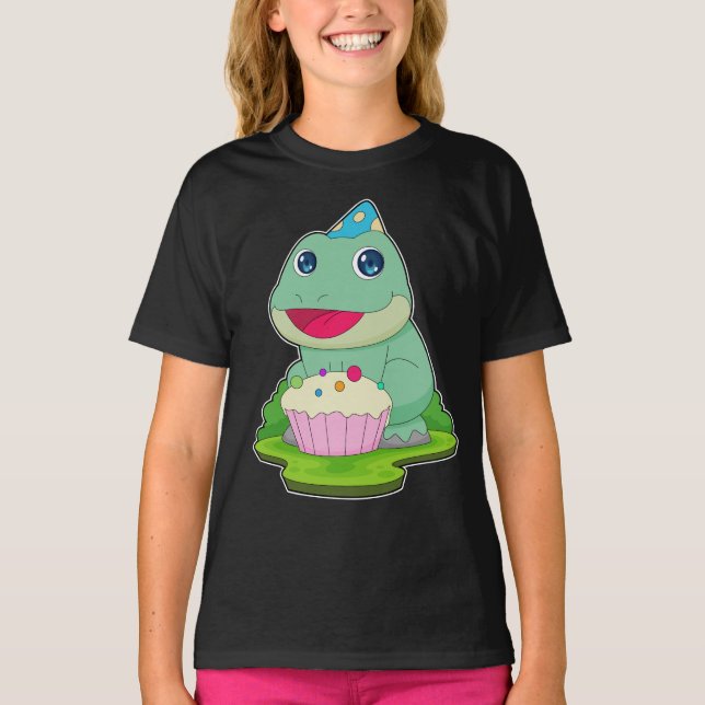 Frog Birthday Cupcake T-Shirt (Front)