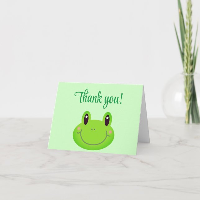 Frog birthday kids froggy party  thank you card (Front)