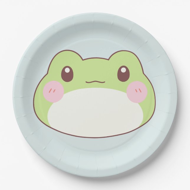 Frog Birthday Kids Room Wall Art Paper Plates (Front)