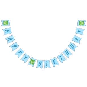 Frog Birthday Party Blue Bunting