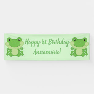 Frog Birthday Party Green Banner