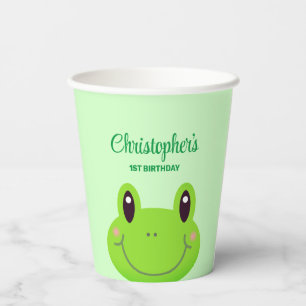 Frog birthday party green theme paper plates cups