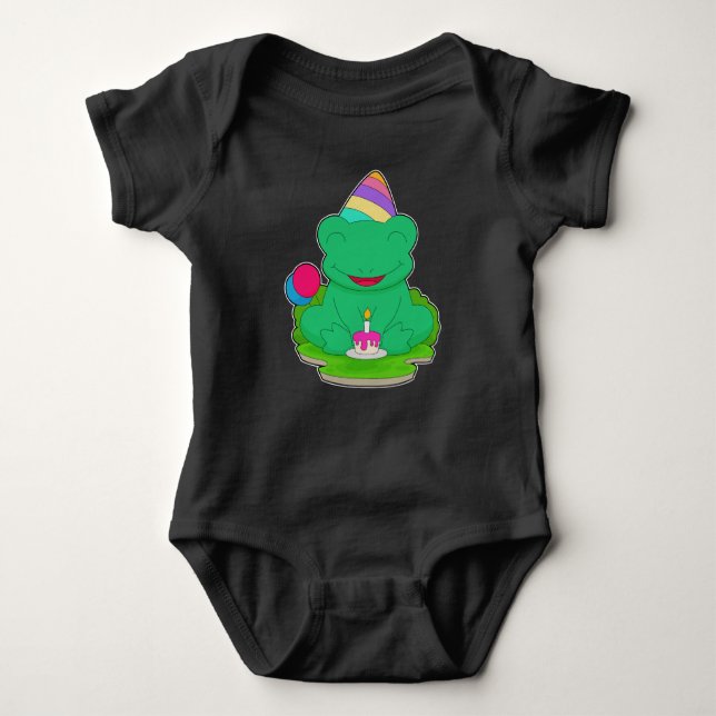 Frog Birthday Party hat Baby Bodysuit (Front)