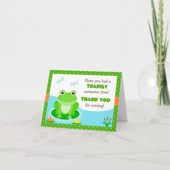 Frog Birthday Party Thank You Card (Front)