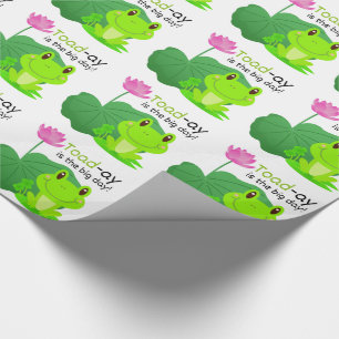 Frog Birthday Pun Lotus Leaf Flower Kids  Wrapping Paper