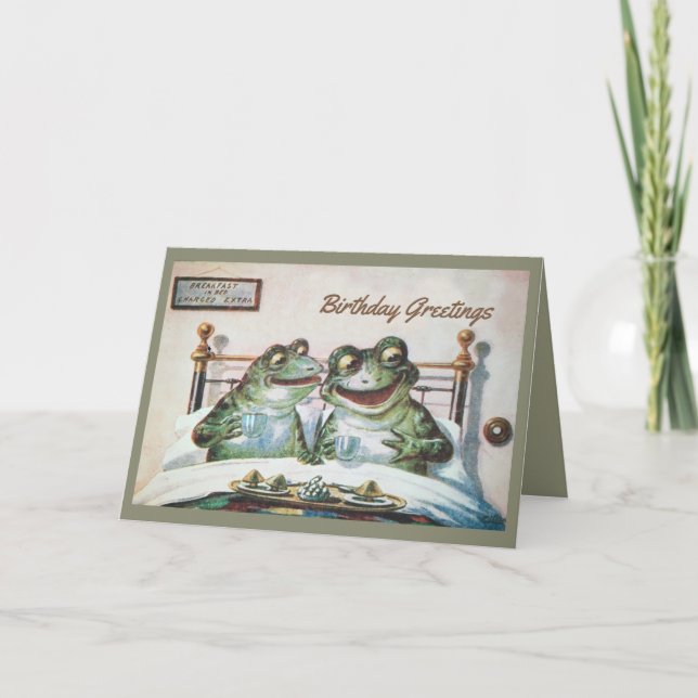 Frog birthday wedding folded greeting card (Front)