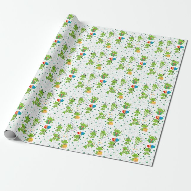 Frog Birthday Wrapping Paper (Unrolled)