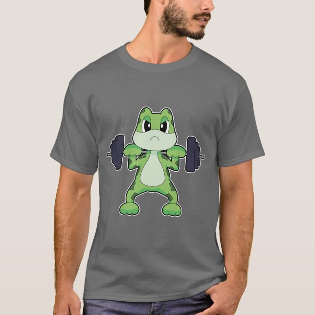 Frog Bodybuilder Dumbbell Bodybuilding T-Shirt (Front)