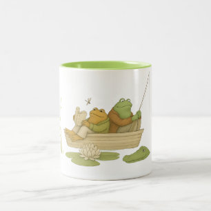 Frog Book Lover   90s Retro Reading Toad Bookworm  Two-Tone Coffee Mug