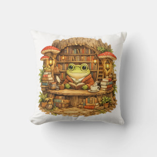 Frog Bookstore Shirt | Cottagecore Frog Reading Cushion