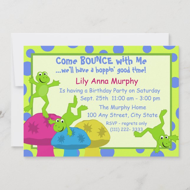 Frog Bounce Birthday Invitation (Front)