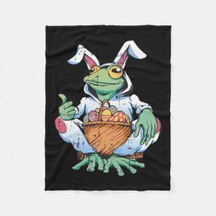Frog Bunny Ears Easter Egg Hunting Spring Men Wome Fleece Blanket