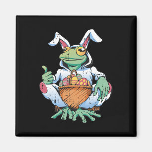 Frog Bunny Ears Easter Egg Hunting Spring Men Wome Magnet