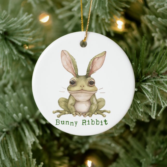 Frog Bunny Rabbit Floppy Ears Toad Funny Easter  Ceramic Tree Decoration (Tree)