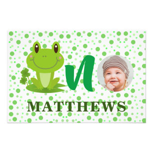 Frog Cartoon Baby Photo Green Dots Pattern Print