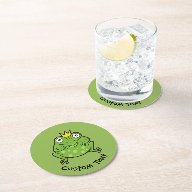 Frog Cartoon Round Paper Coaster (Insitu)