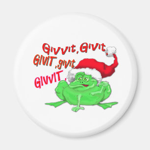 Frog cartoon with frog santa hat givit givit givit magnet