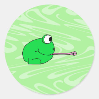 Frog Catching a Fly. Classic Round Sticker