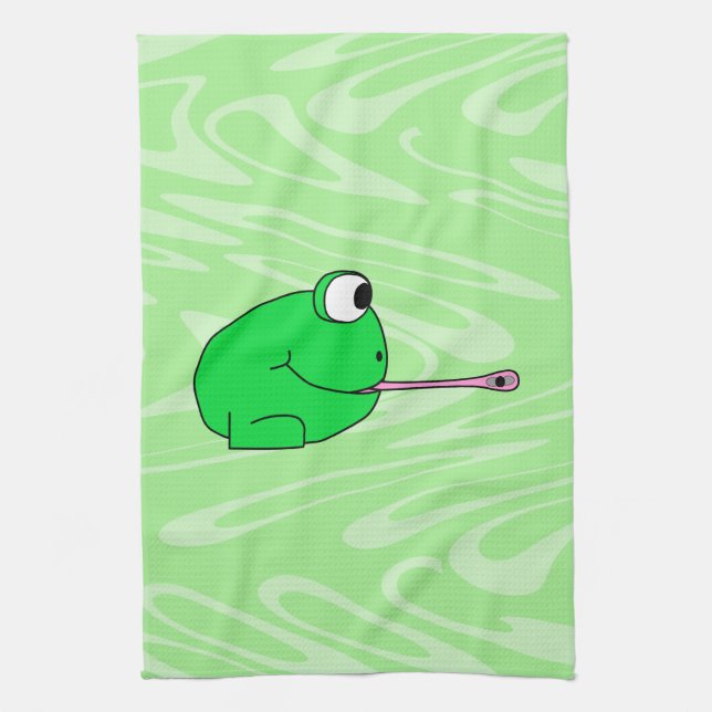 Frog Catching a Fly. Tea Towel (Vertical)