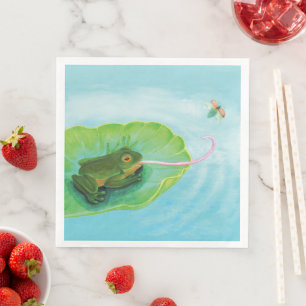 Frog Catching Bug Napkin