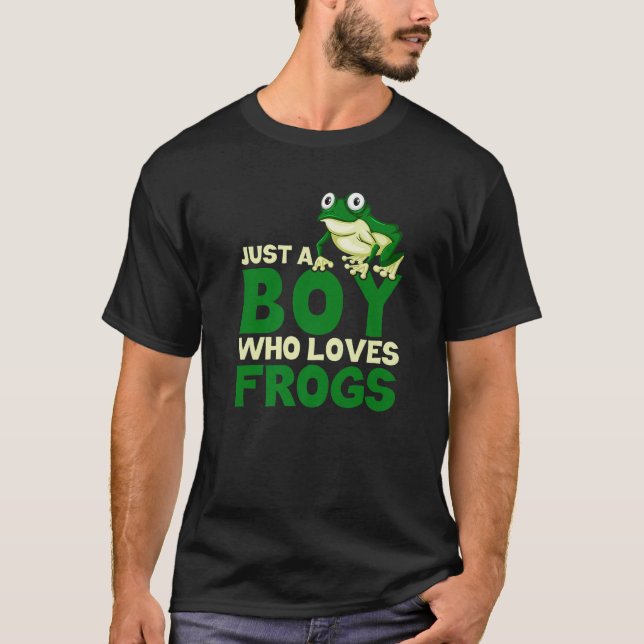 Frog Catching Kids  Just A Boy Who Loves Frogs T-Shirt (Front)