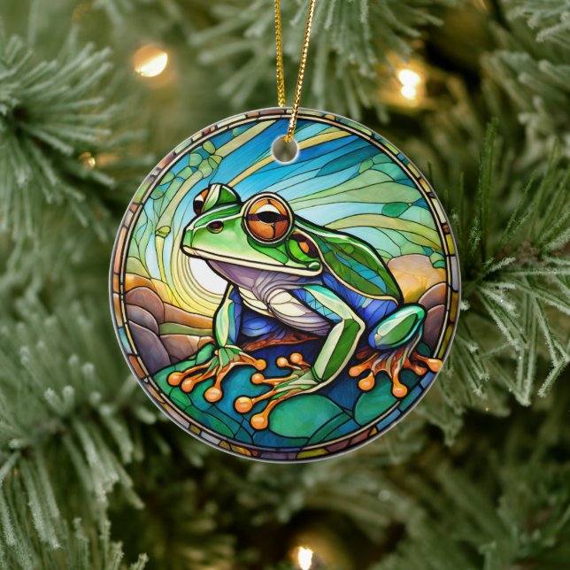 Frog Ceramic Decorative Stained glass look Ceramic Tree Decoration (Tree)