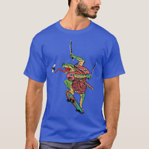 Frog chases Fly  skateboard samurai frog chasing a T-Shirt
