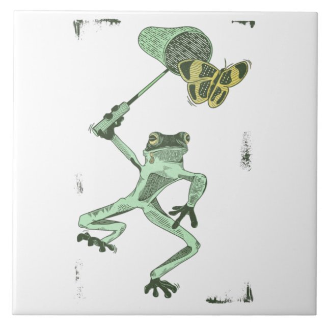 Frog chasing butterflies tile (Front)