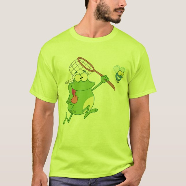 Frog chasing fly with net T-Shirt (Front)