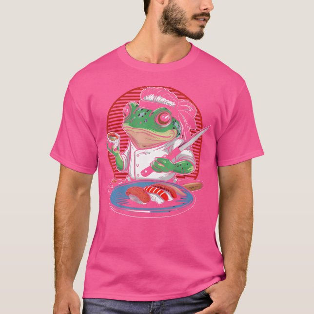 Frog Chef Sushi Kawaii Samurai Anime Japanese Food T-Shirt (Front)