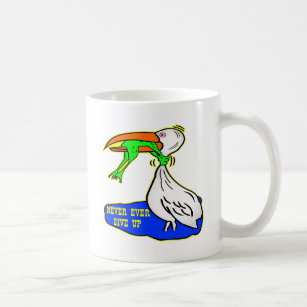 Frog Choking Bird Never Ever Give Up Coffee Mug
