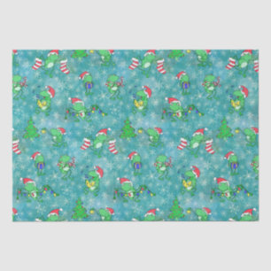 Frog Christmas -- Cute Aqua Frog Xmas Party Tissue Paper